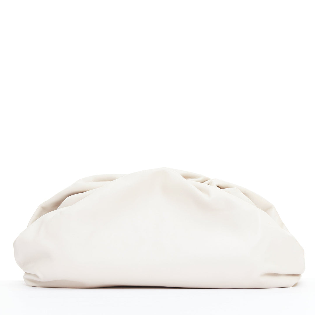 BOTTEGA VENETA Pouch off white cream soft leather oversized clutch bag