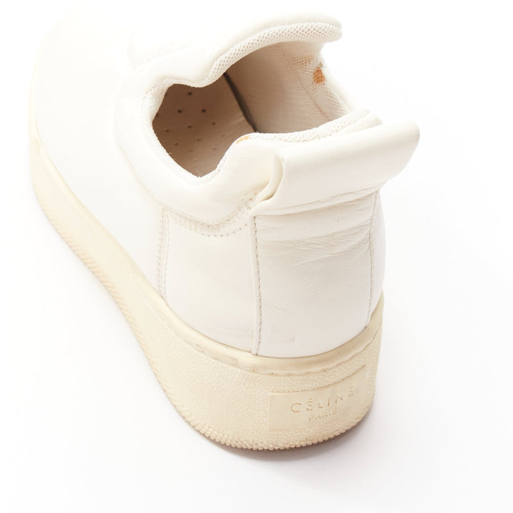 OLD CELINE 2015 cream leather padded logo tab platform skate shoes EU35