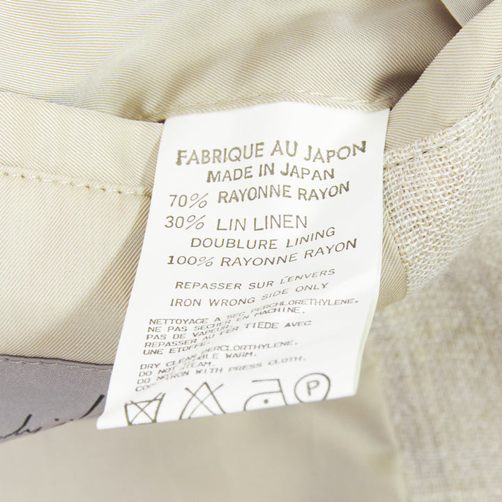 YOHJI YAMAMOTO stone grey cream striped  rayon linen double breasted blazer M