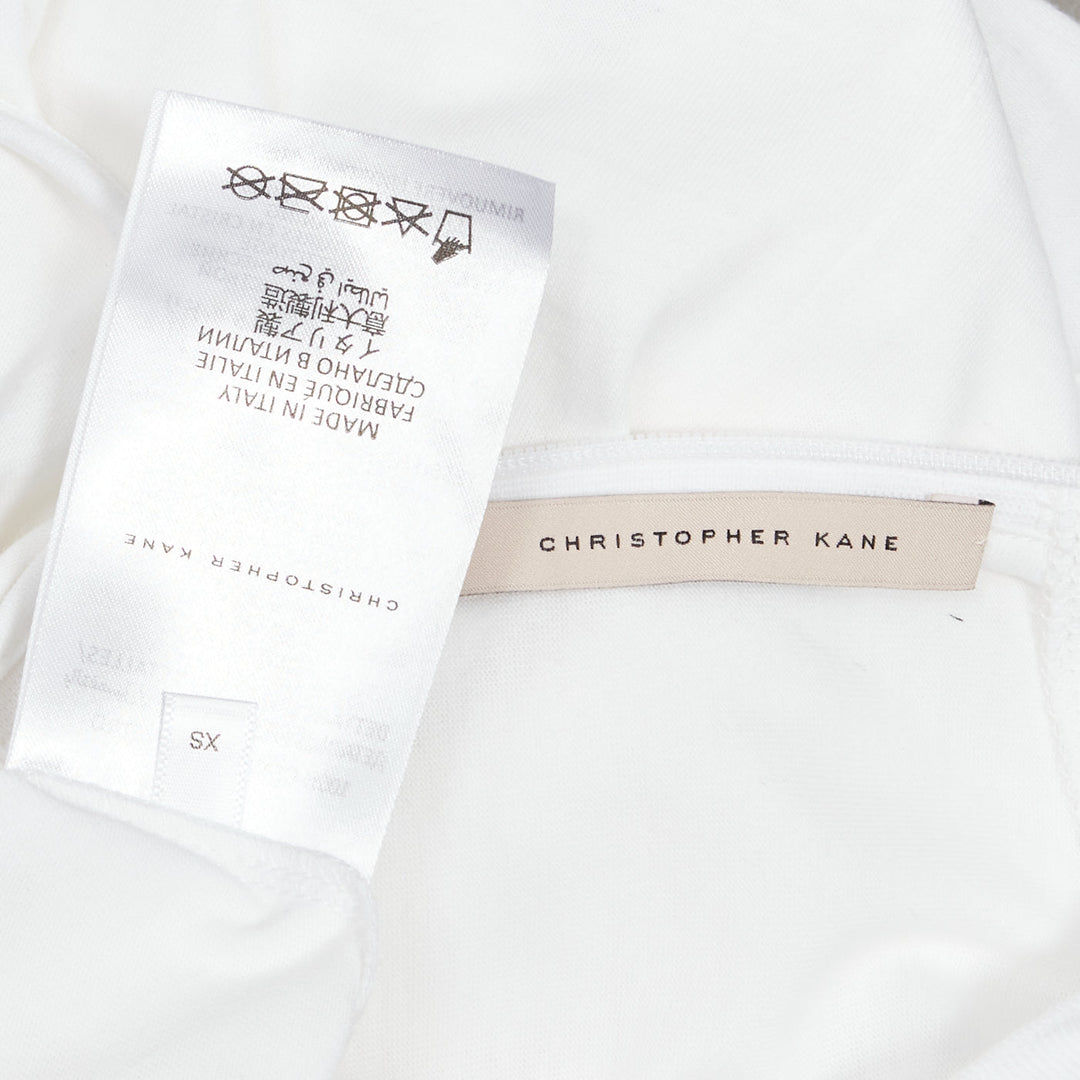 CHRISTOPHER KANE crystal rhinestone dome stud necklace white cotton tshirt XS