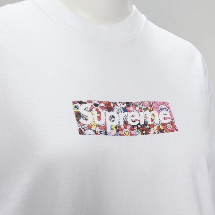 SUPREME Murakami Relief Fund floral box logo white cotton tshirt M