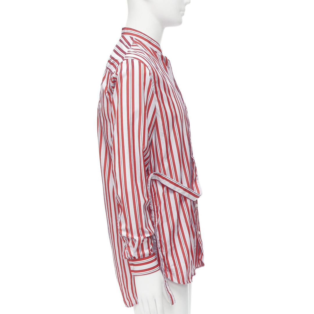 JIL SANDER 100% cotton red vertical stripes deconstructed placket shirt EU38 S