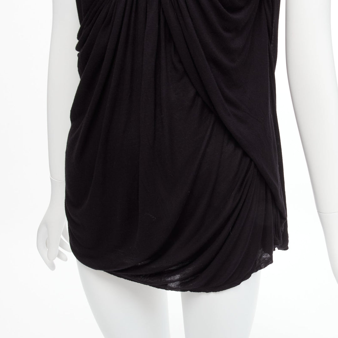 LANVIN black asymmetric draped bust scoop neck sleeveless tank top FR32 XXS