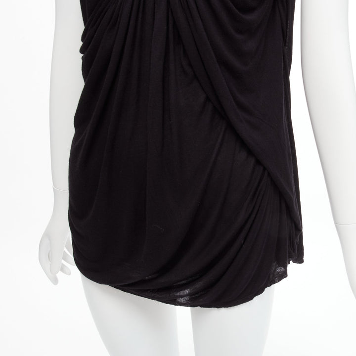 LANVIN black asymmetric draped bust scoop neck sleeveless tank top FR32 XXS