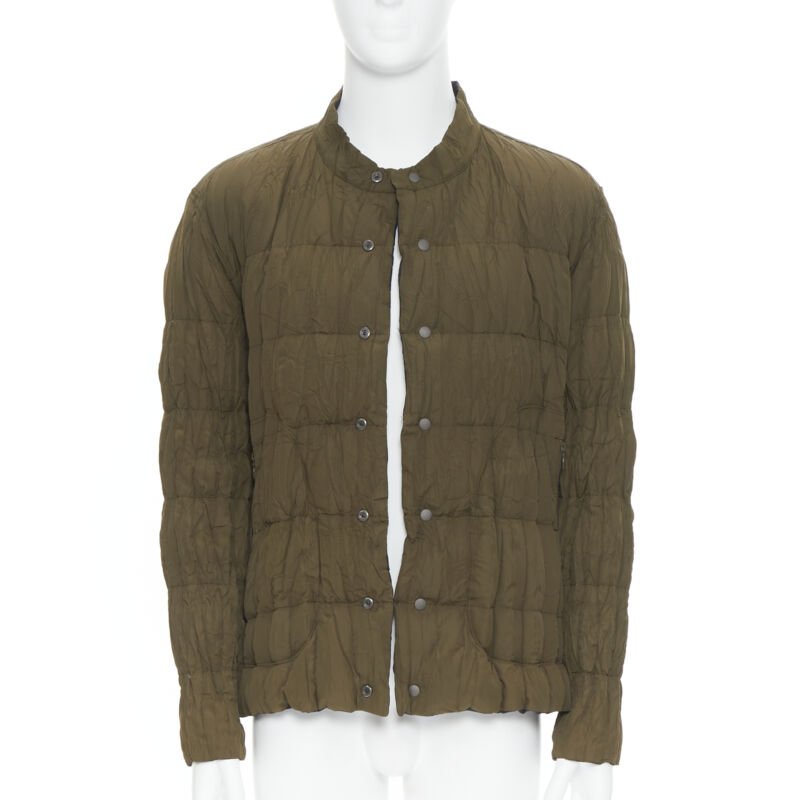 ISSEY MIYAKE MEN Reversible green black pleated crinkled padded zip up jacket L