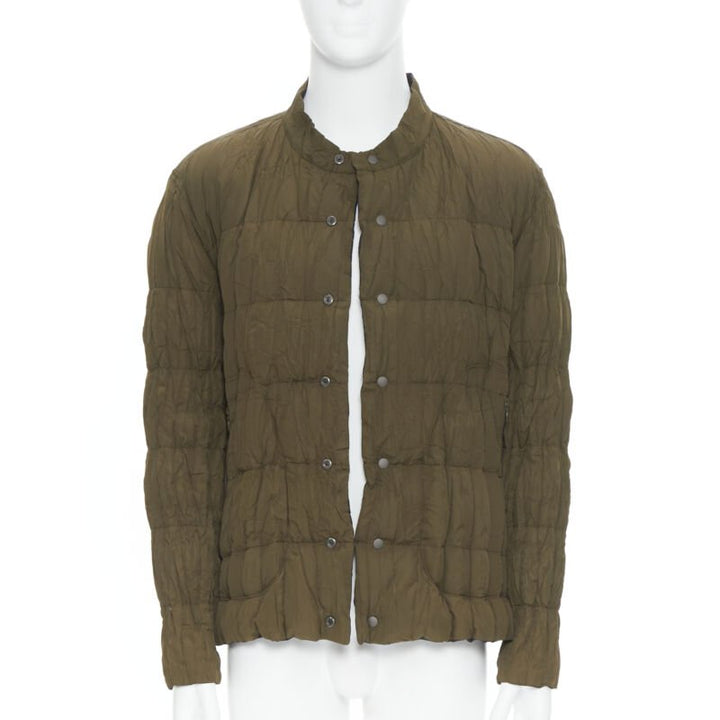 ISSEY MIYAKE MEN Reversible green black pleated crinkled padded zip up jacket L