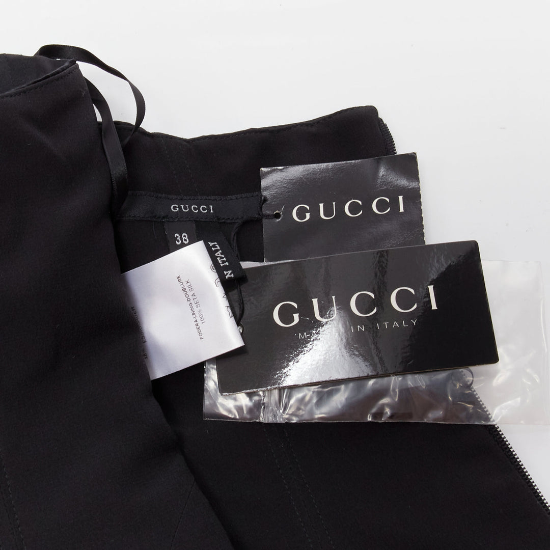 GUCCI Tom Ford 2001 Runway black silk 3D conical bra bustier IT38 XS