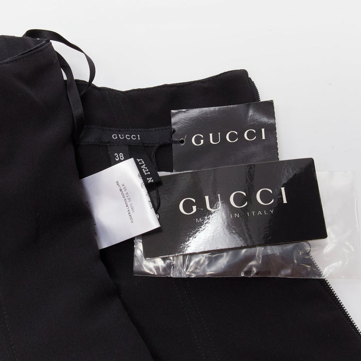 GUCCI Tom Ford 2001 Runway black silk 3D conical bra bustier IT38 XS