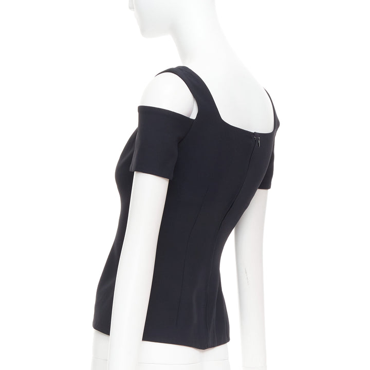 ALEXANDER MCQUEEN 2013 black cut out bust cold shoulder top IT38 XS