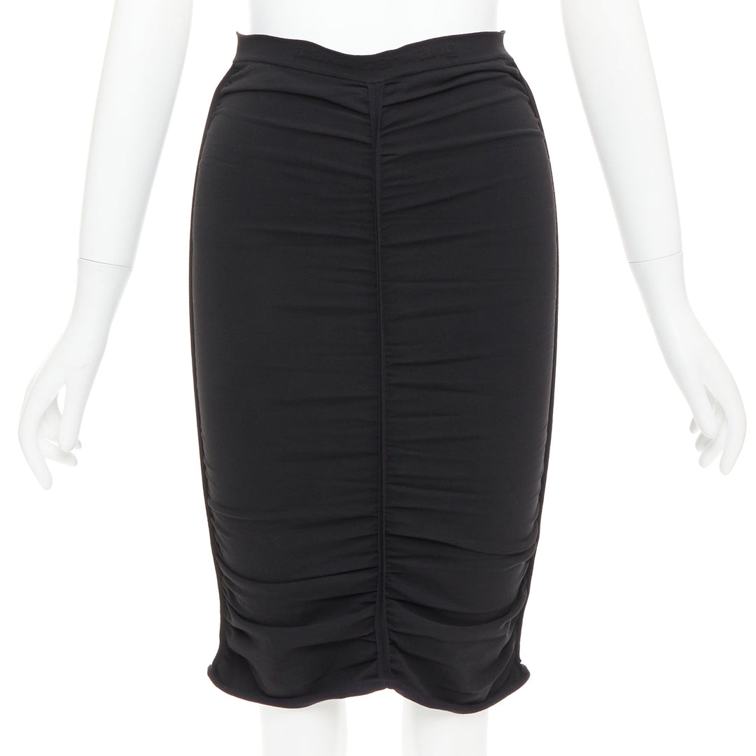ALEXANDER WANG black ruched gathered high waisted pencil skirt S