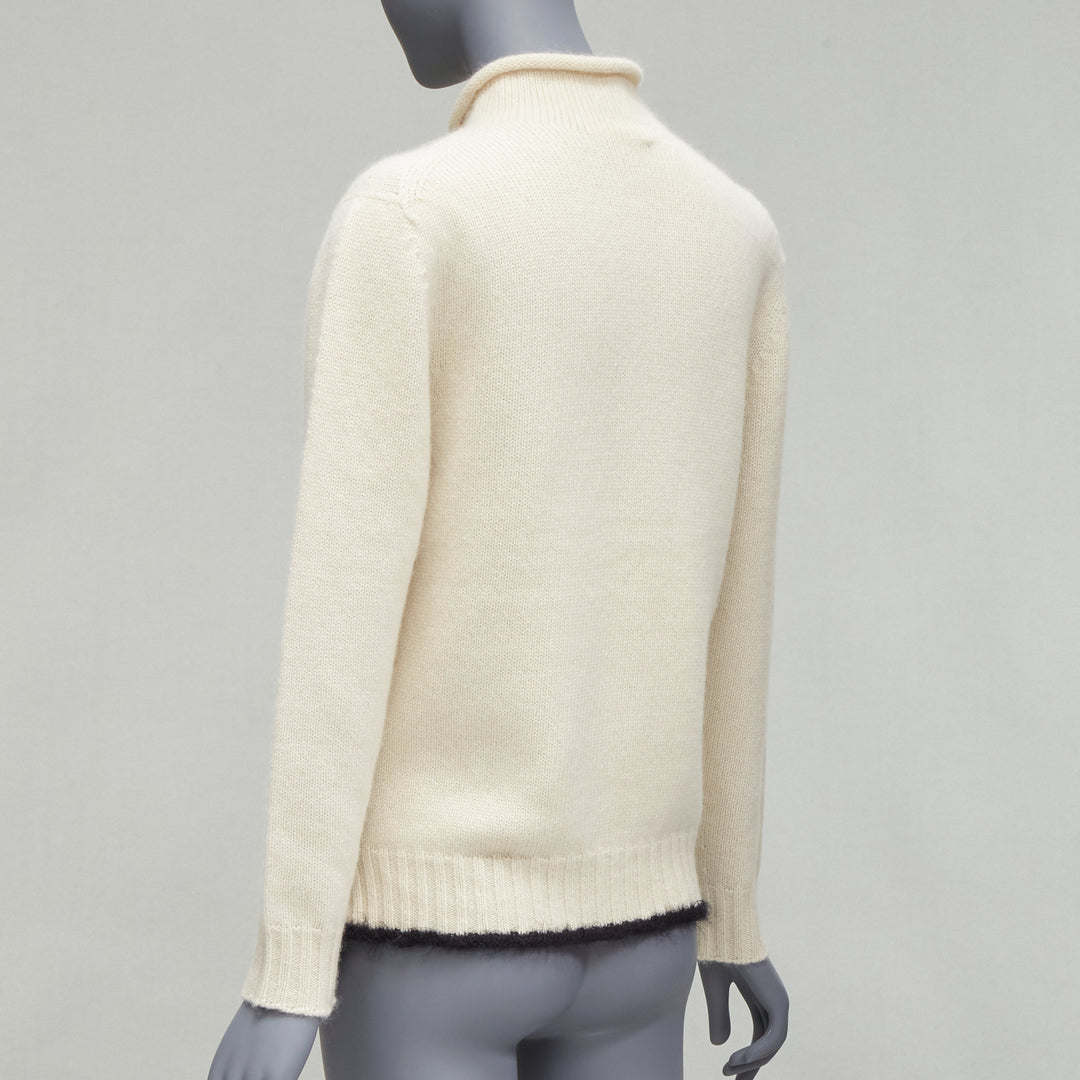 OLD CELINE PHOEBE PHILO cream cashmere mohair cutout turtleneck sweater M