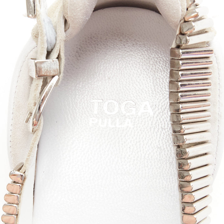 TOGA ARCHIVES 2022 white leather silver metal plate buckle sandals EU39