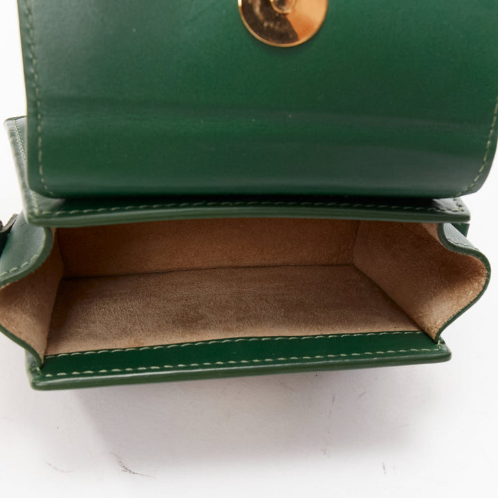 JACQUEMUS Le Chiquito green calfskin gold logo mini crossbody bag