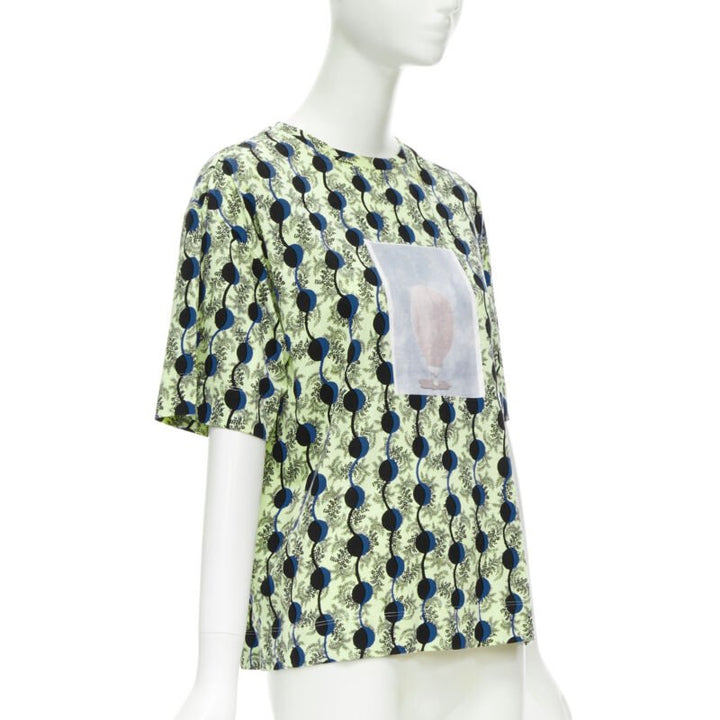 MARNI green paisley blue geometric photo print short sleeve  boxy tshirt IT36 XS