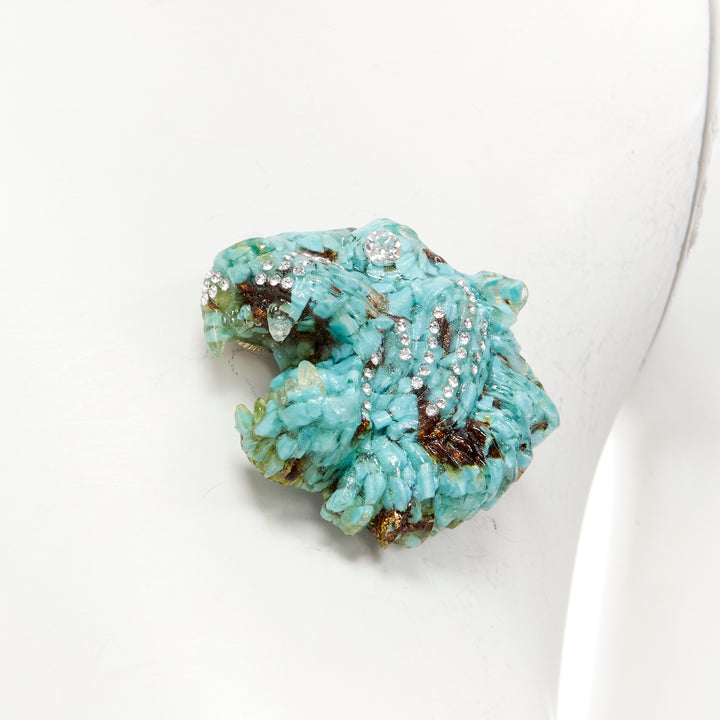 GUCCI Alessandro Michele blue resin faux amber crystal tiger brooch