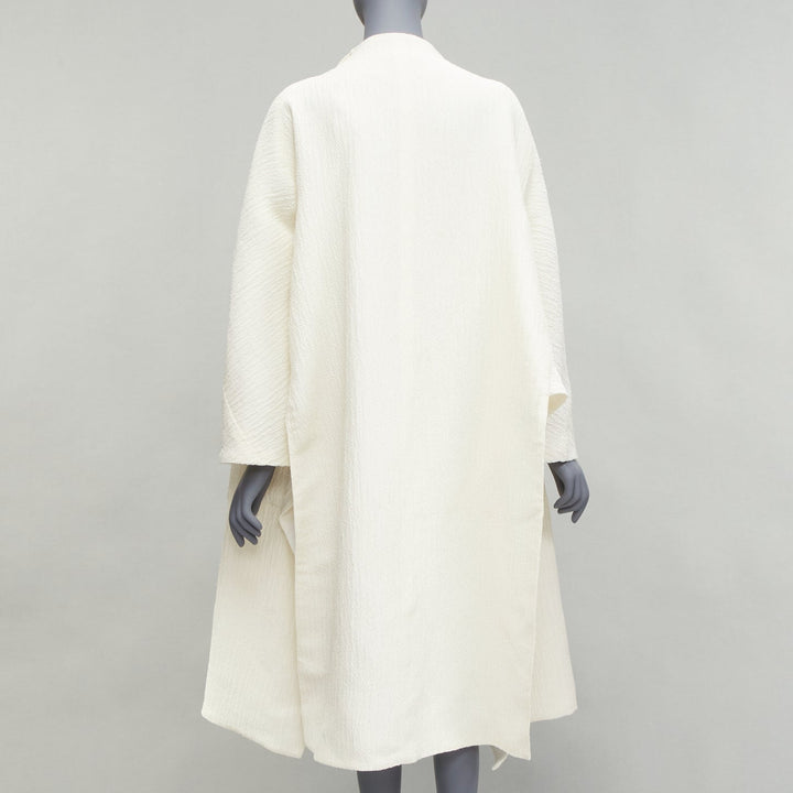 MATICEVSKI 2021 Prestige cream 3D collar pocketed side slit coat AUS10 S