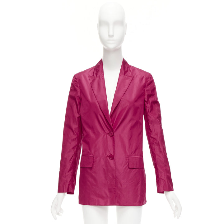 VALENTINO Piccioli 100% silk raspberry pink cinched waist casual blazer IT36 XXS