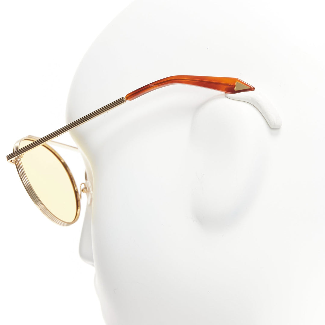 VICTORIA ECKHAM Cati VBS137 gold round frame yellow lens sunglasses