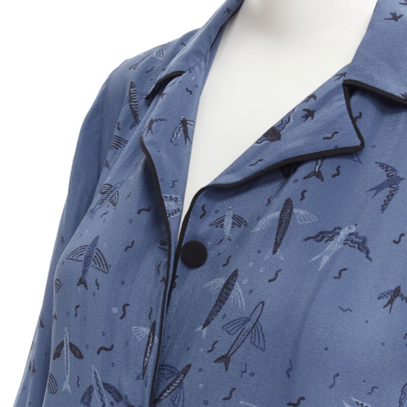 VALENTINO 100% silk 2017 Garden of Early Delights Corpora silk blue shirt S