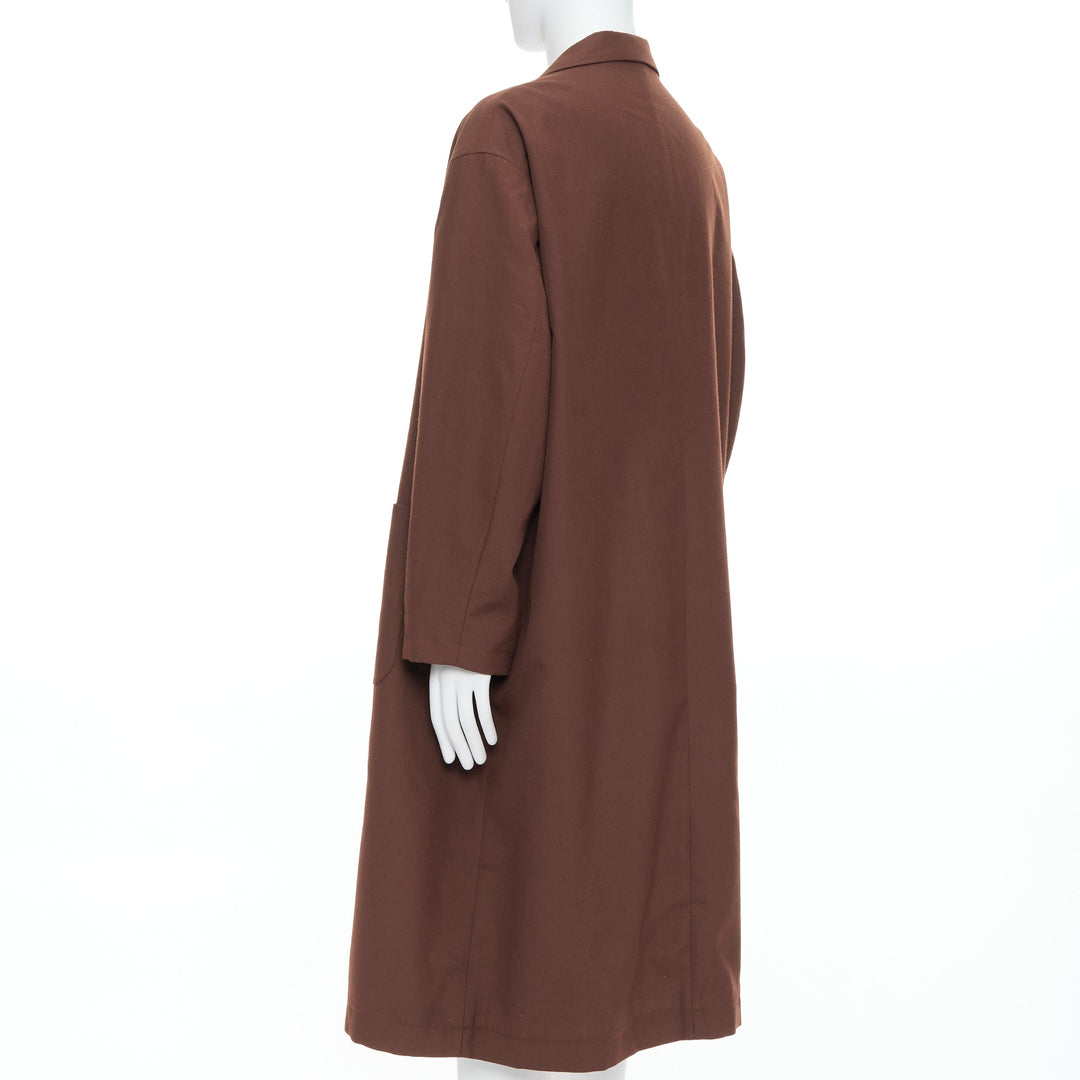YOHJI YAMAMOTO Y's brown wool mohair single breast long boxy coat JP3 L