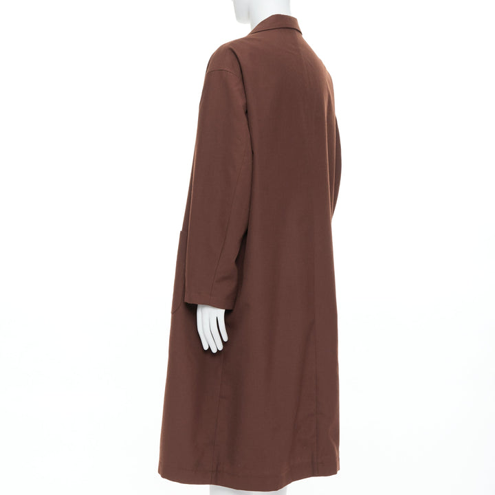 YOHJI YAMAMOTO Y's brown wool mohair single breast long boxy coat JP3 L