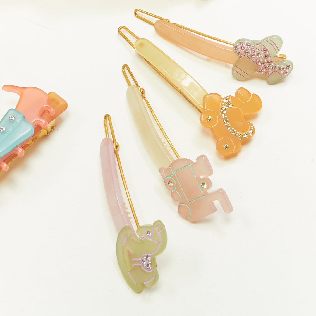 CHIC & MODE Alexandre Zouari crystal horse plane acrylic bangle hair clip X7