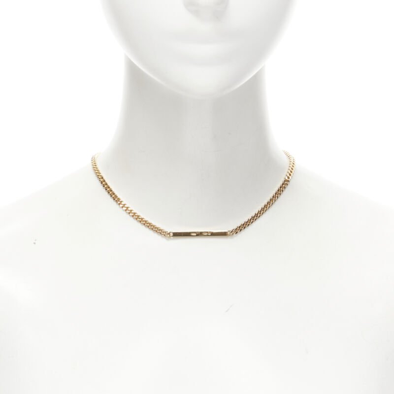 BOTTEGA VENETA gold tone BV ID choker chain necklace