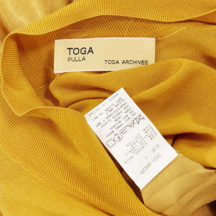 TOGA ARCHIVES mustard yellow knit polo draped skirt boxy casual dress JP1 M