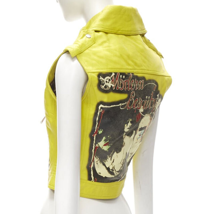 D&G DOLCE GABBANA Vintage 2001 yellow Modern Beauty rock leather biker IT38 XS