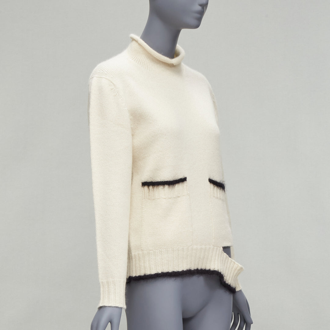 OLD CELINE PHOEBE PHILO cream cashmere mohair cutout turtleneck sweater M