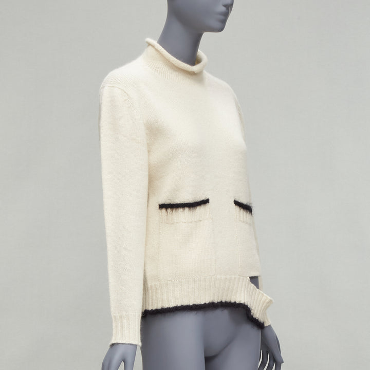OLD CELINE PHOEBE PHILO cream cashmere mohair cutout turtleneck sweater M