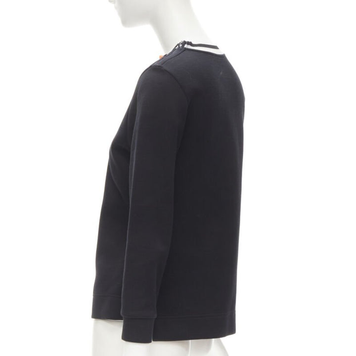FENDI Flowerland leather spike stud mesh crew neck pullover sweater S