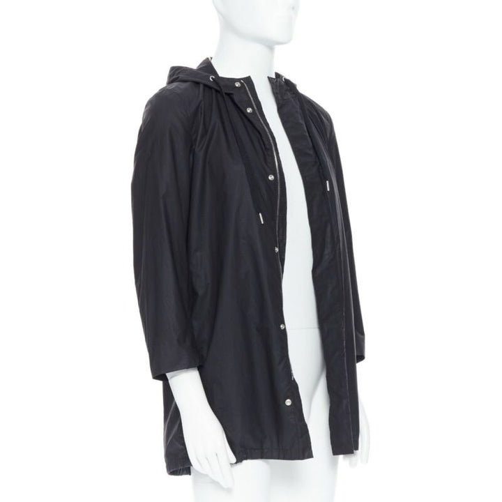 DIOR HOMME black hooded utilitarian drawstrings zipper windbreaker jacket