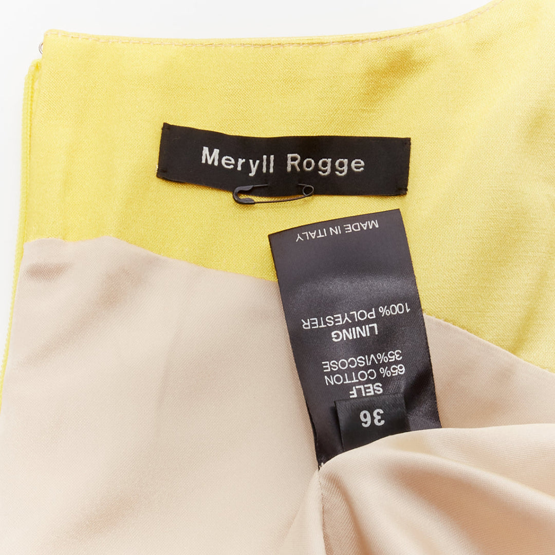 MERYLL ROGGE 2021 Runway pastel rainbow ombre rainbow draped side dress FR36 S