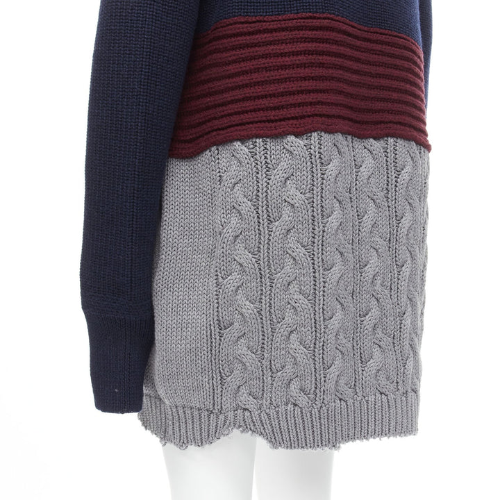BALENCIAGA 2019 Runway 3 layered cable knit distressed oversized sweater S