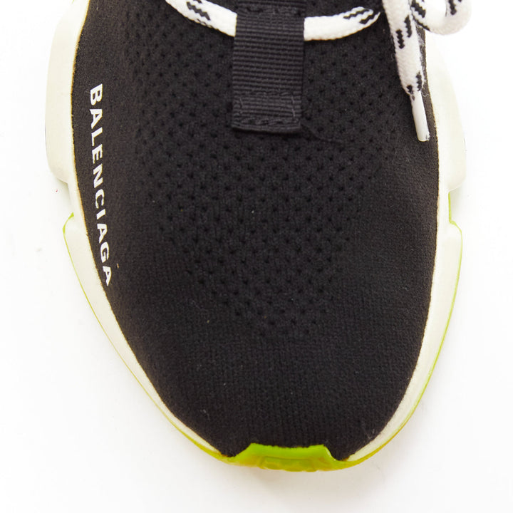 BALENCIAGA Speed black fabric neon yellow sole sock sneakers EU37