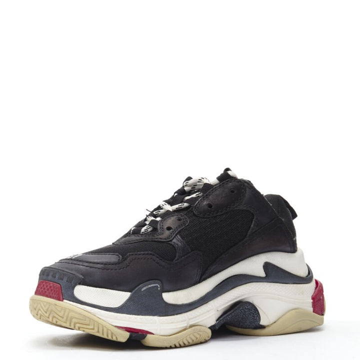 BALENCIAGA Triple S black mesh white red triple sole chunky sneaker EU37
