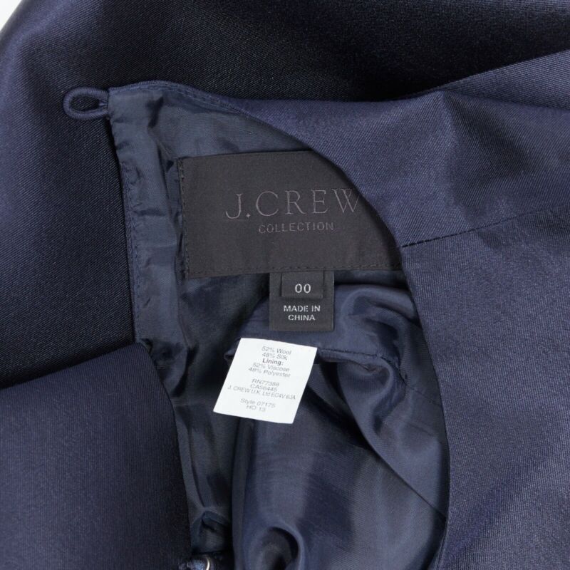 J CREW COLLECTION navy blue cap sleeves round neckline a-line shirt top US00 XS