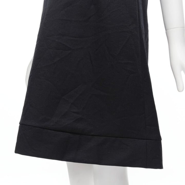 MARNI navy blue crinkled scoop neck boxy dress IT42 S