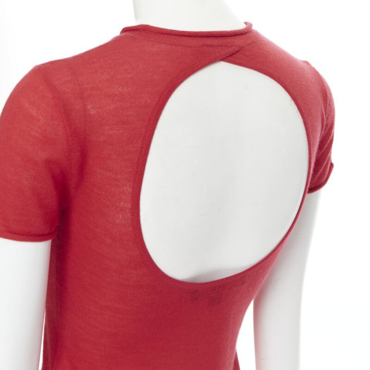 RALPH LAUREN  100% cashmere circle cut out back short sleeve knitted top XS