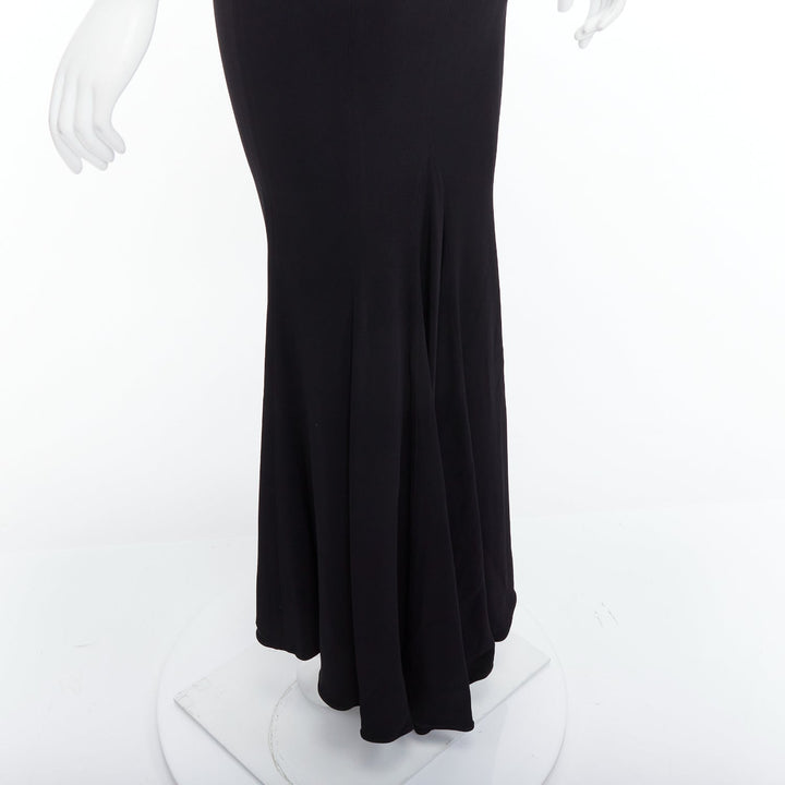 MICHAEL KORS COLLECTION black lace overlay top crop sleeve long gown US2 S