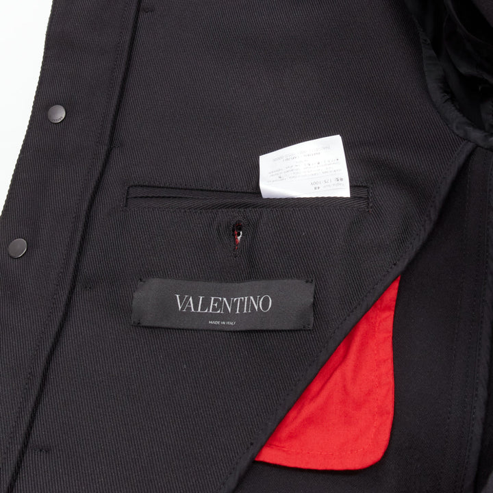 VALENTINO back silk blend white epaulets cuff panelled military jacket IT48 M