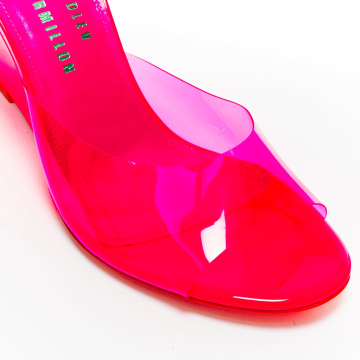 BETTINA VERMILLON Emili Sindlev Britney hot pink PVC wedge mules EU37.5