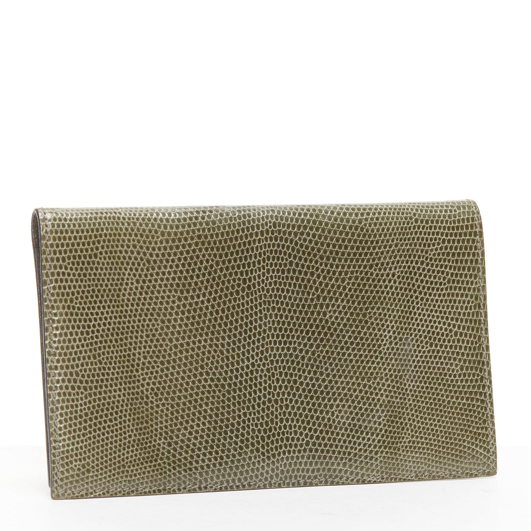 HERMES grey scaled leather silver hardware bifold long wallet