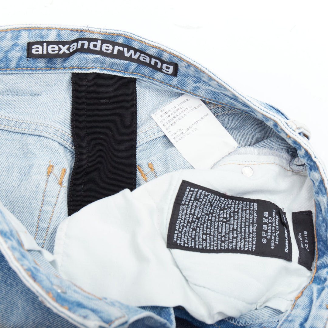 ALEXANDER WANG Bite Zip blue washed denim hot pants shorts 25"