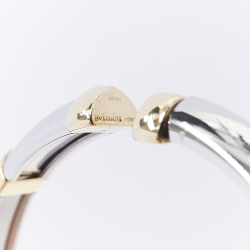vintage BVLGARI JEWELLERY 18k white yellow gold hinged bangle cuff bracelet