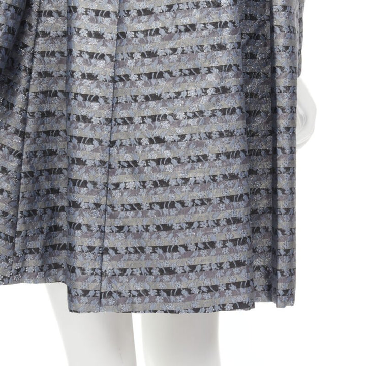 MARC JACOBS metallic blue floral jacquard belted front flared opera coat XS