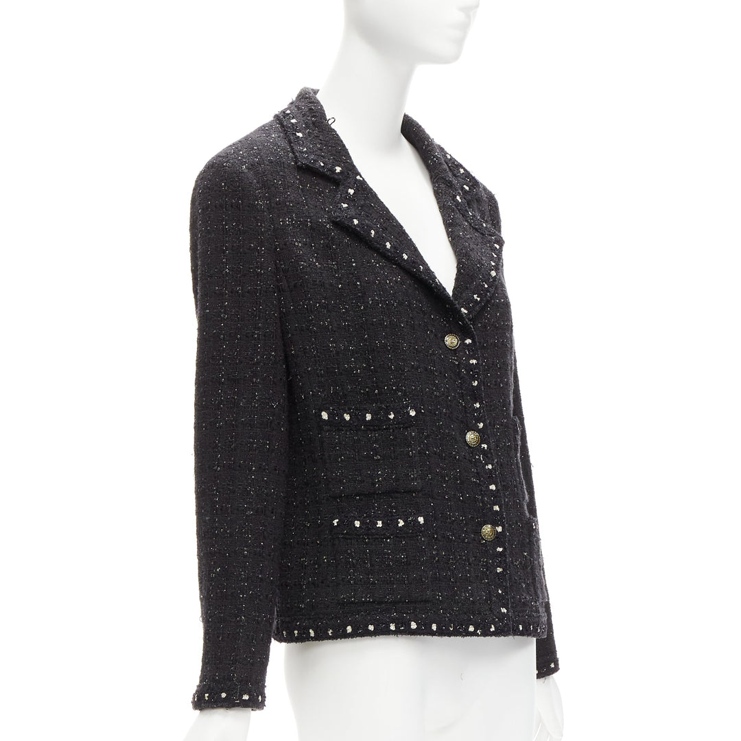 rare CHANEL 05A Fantasy Tweed CC button 4 pocket little black jacket FR44 2XL