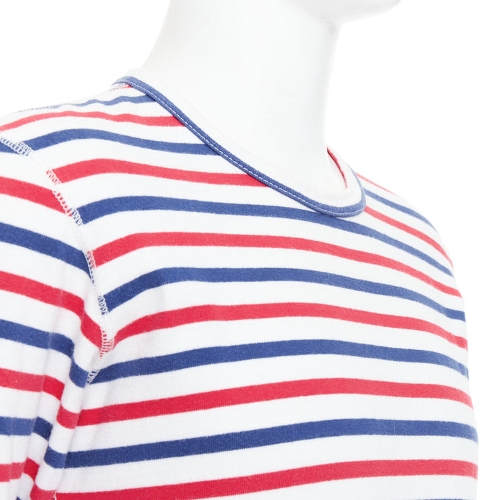 JUNYA WATANABE MAN 2011 red blue striped curved hem shirt S
