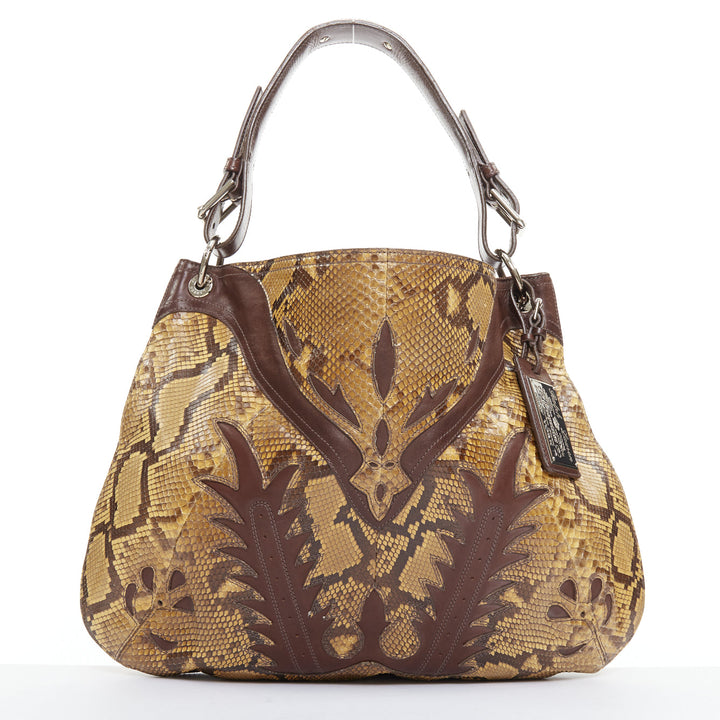 RALPH LAUREN Purple Label Proprietor scaled leather Western Flame hobo bag